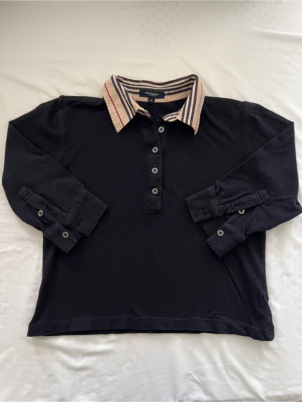 Burberry Navy Quarter sleeve Polo